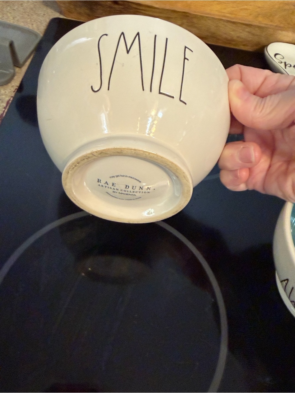 Rae Dunn Cream 'SMILE' Ceramic Bowl